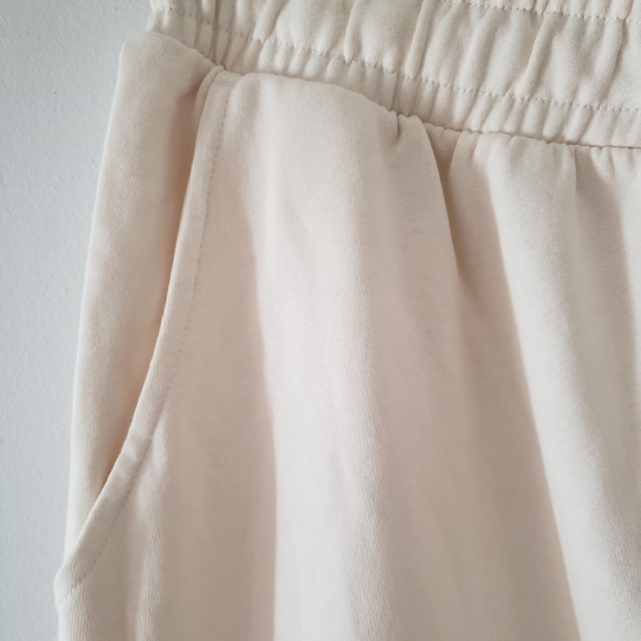 WeWoreWhat Off White Terry Jogger Cotton Sweatpants Large Baggy Boyfriend Cream - Picture 7 of 13